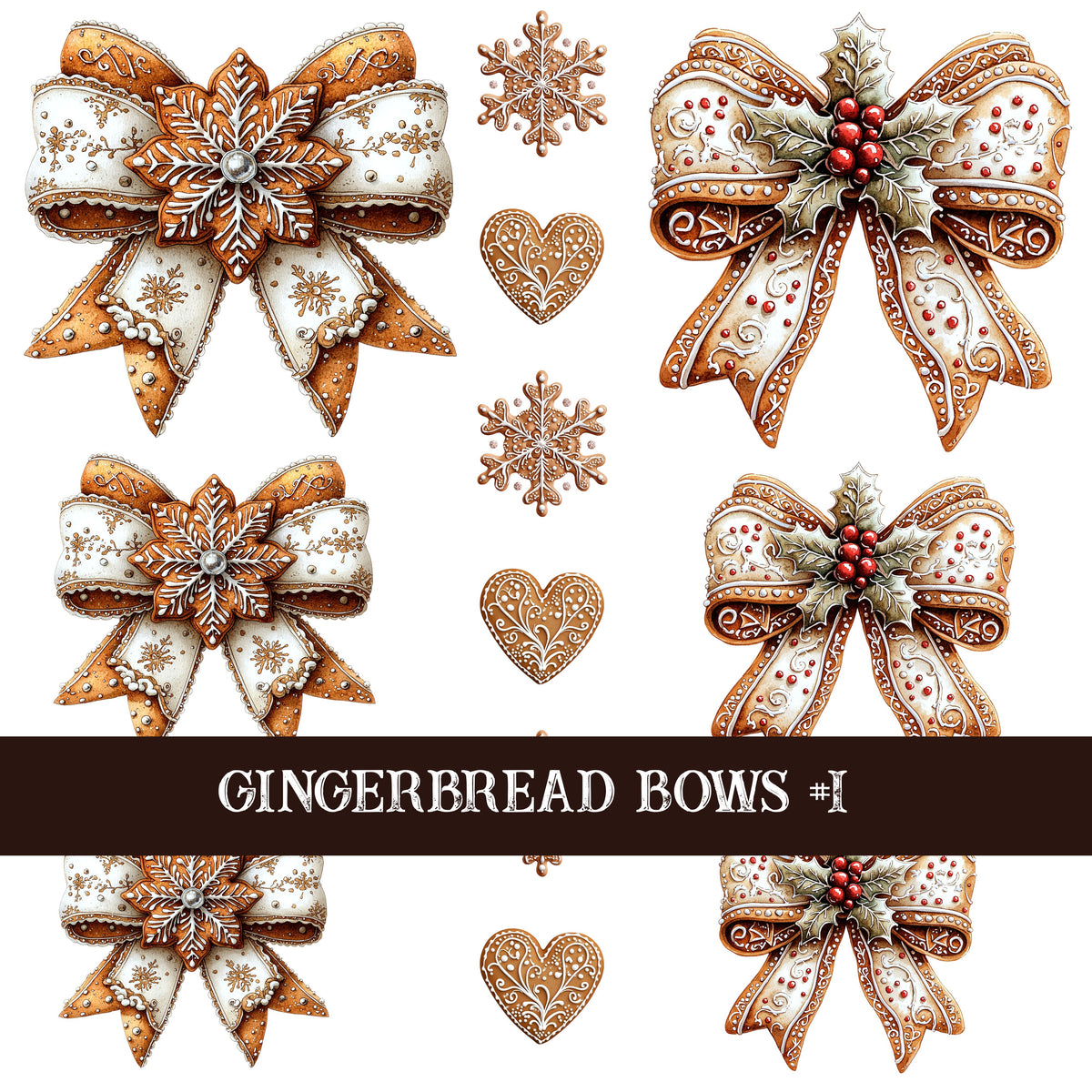 Gingerbread Bow Collection Decal sheets-12 styles