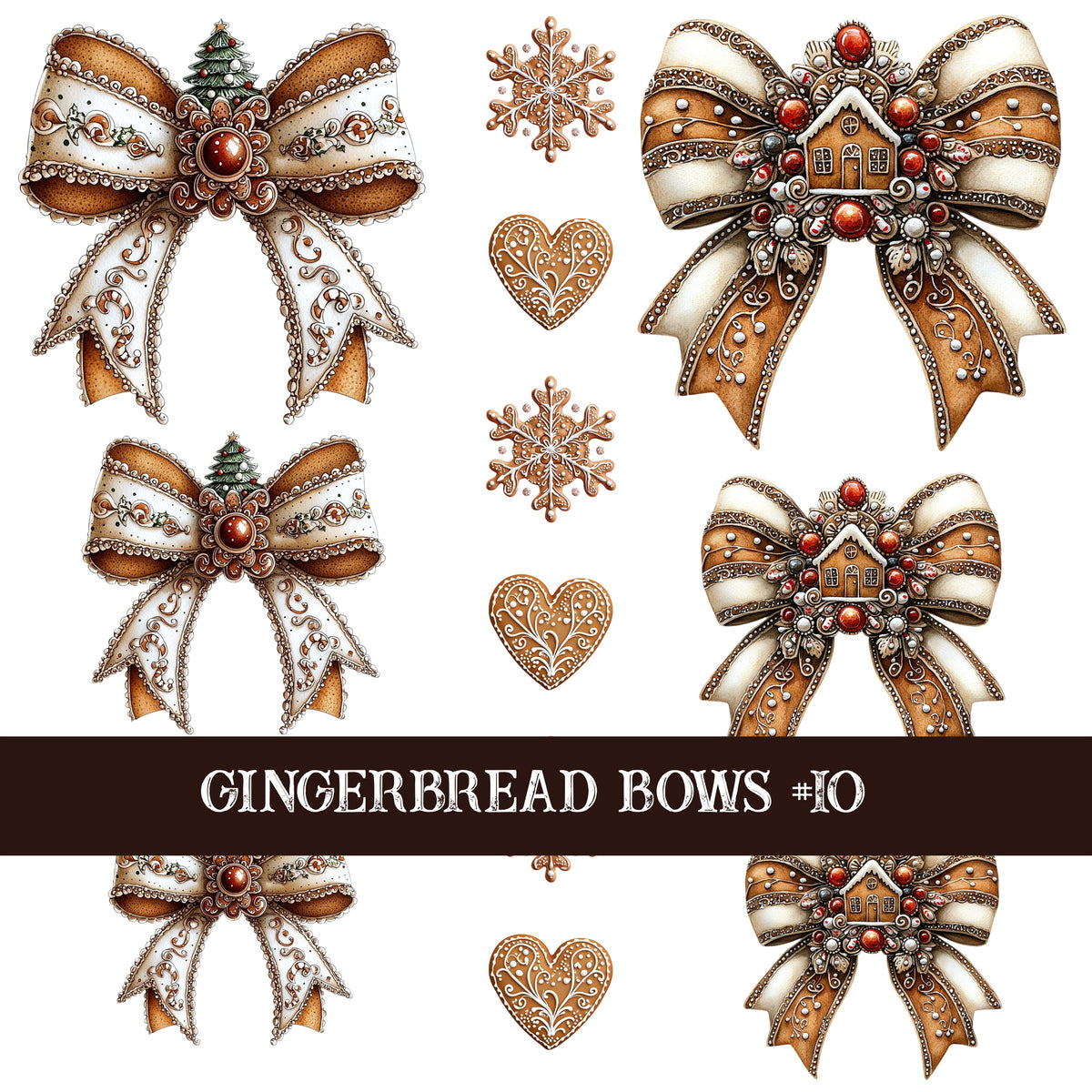 Gingerbread Bow Collection Decal sheets-12 styles