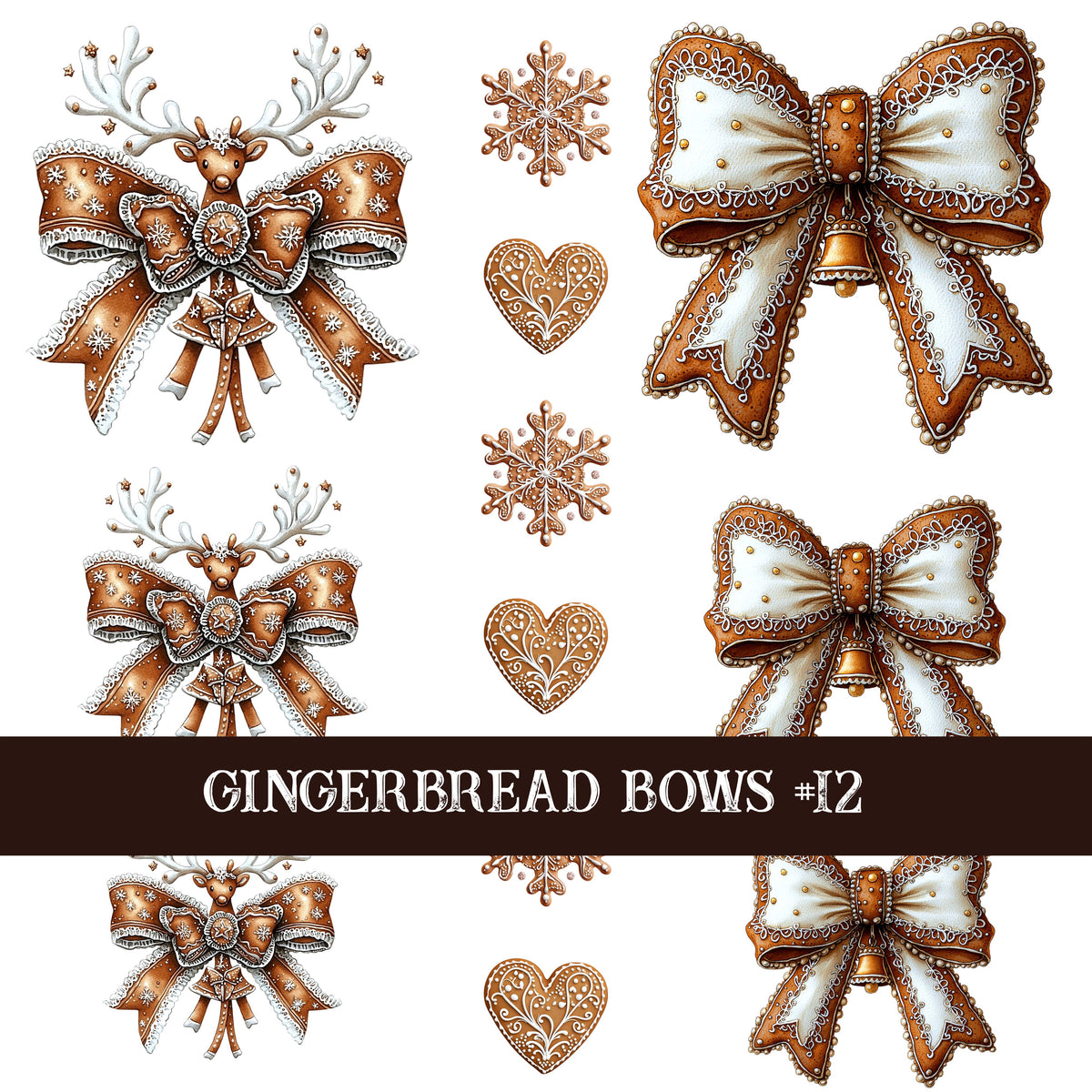 Gingerbread Bow Collection Decal sheets-12 styles