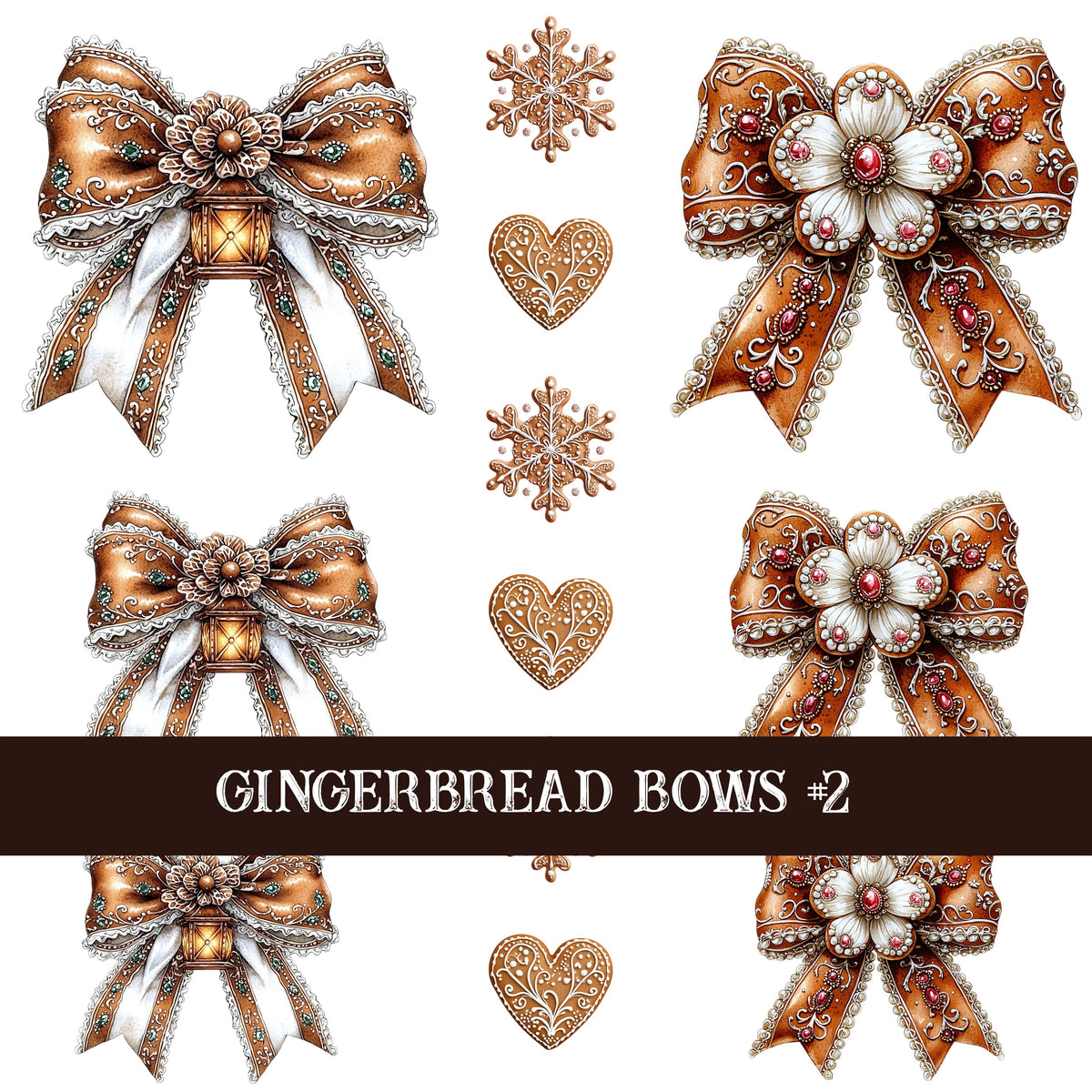 Gingerbread Bow Collection Decal sheets-12 styles
