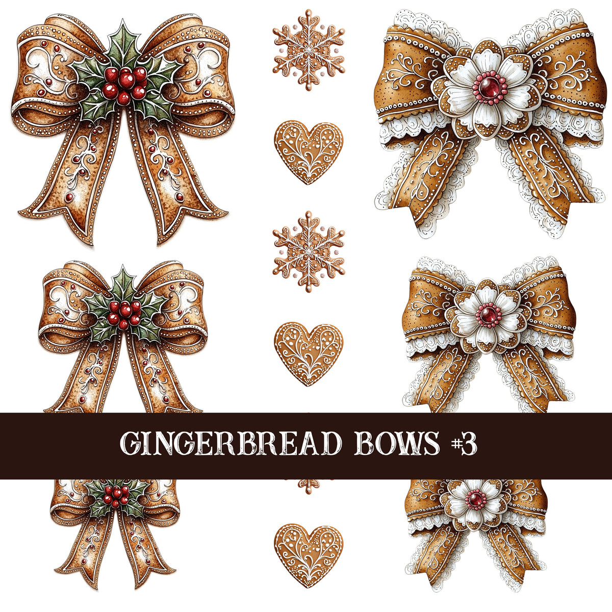 Gingerbread Bow Collection Decal sheets-12 styles