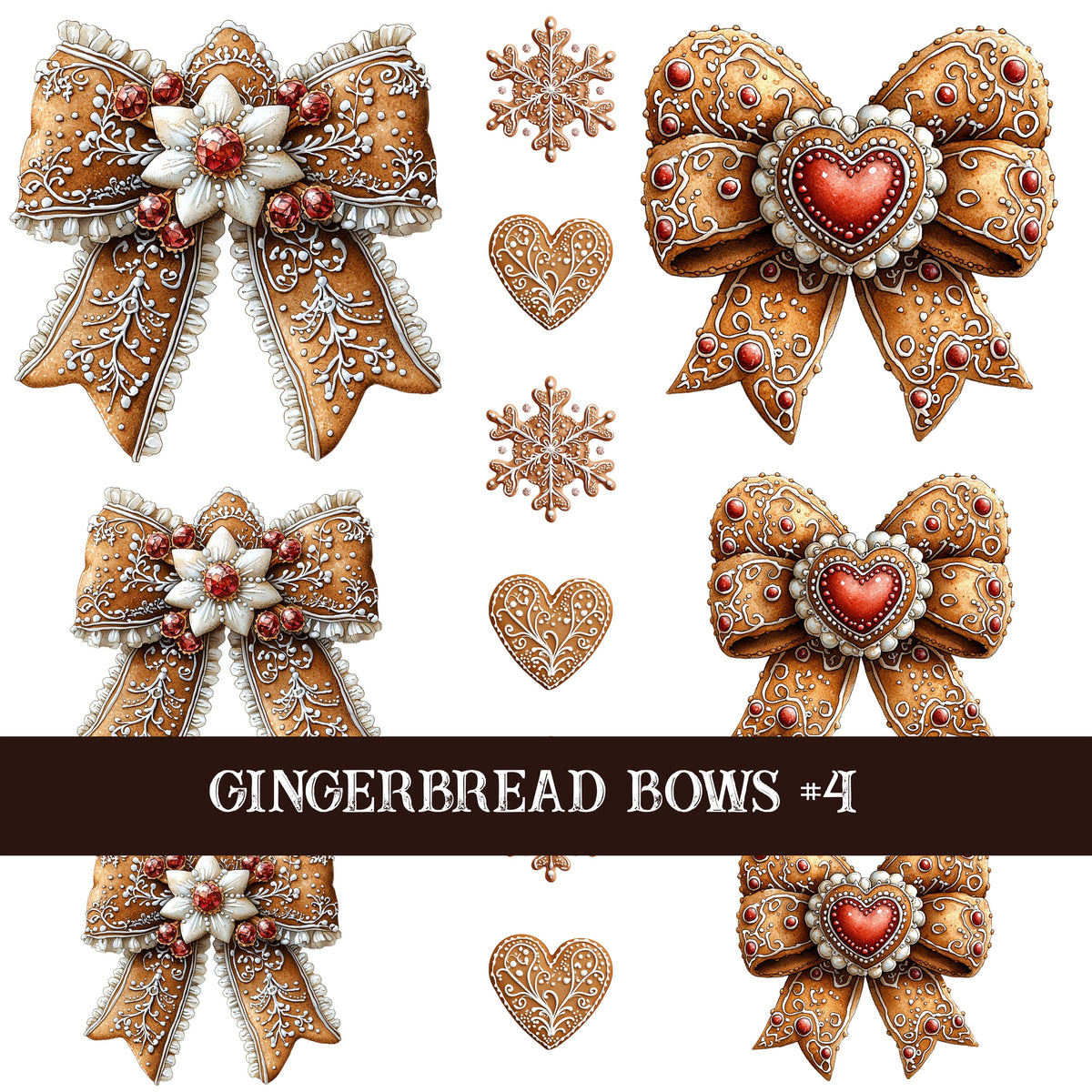 Gingerbread Bow Collection Decal sheets-12 styles