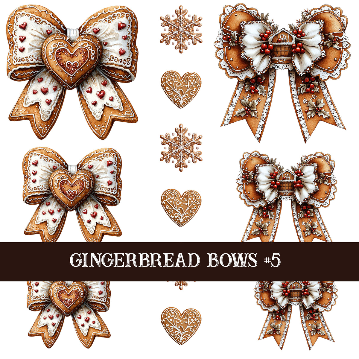 Gingerbread Bow Collection Decal sheets-12 styles