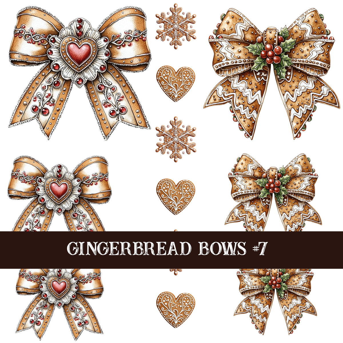Gingerbread Bow Collection Decal sheets-12 styles
