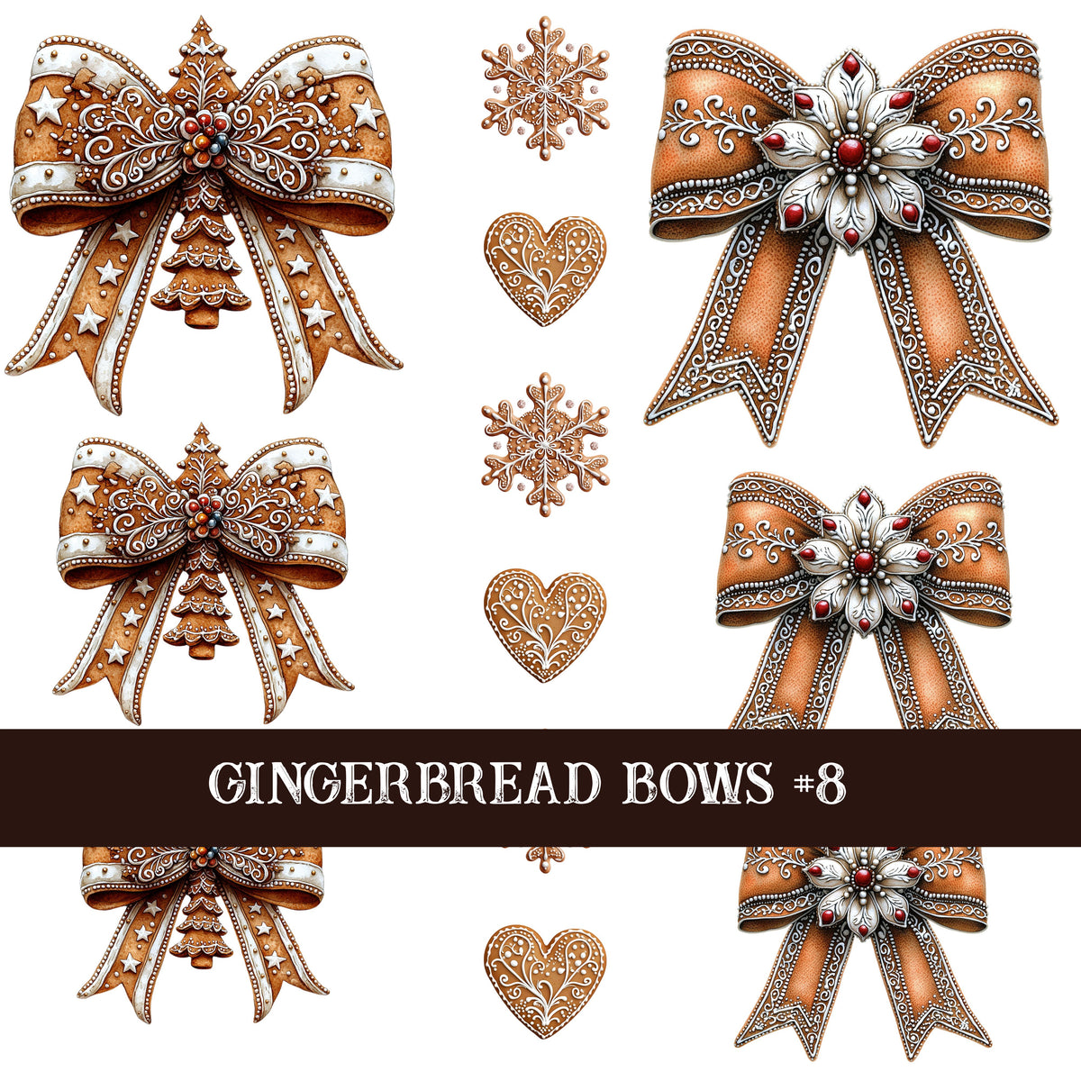Gingerbread Bow Collection Decal sheets-12 styles