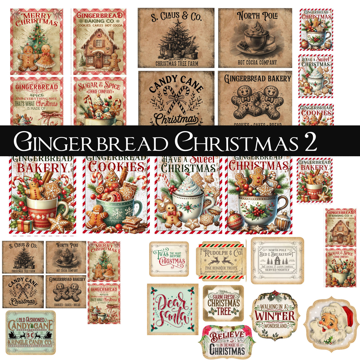 Gingerbread Christmas UV DTF Decal Sheets 4 design options