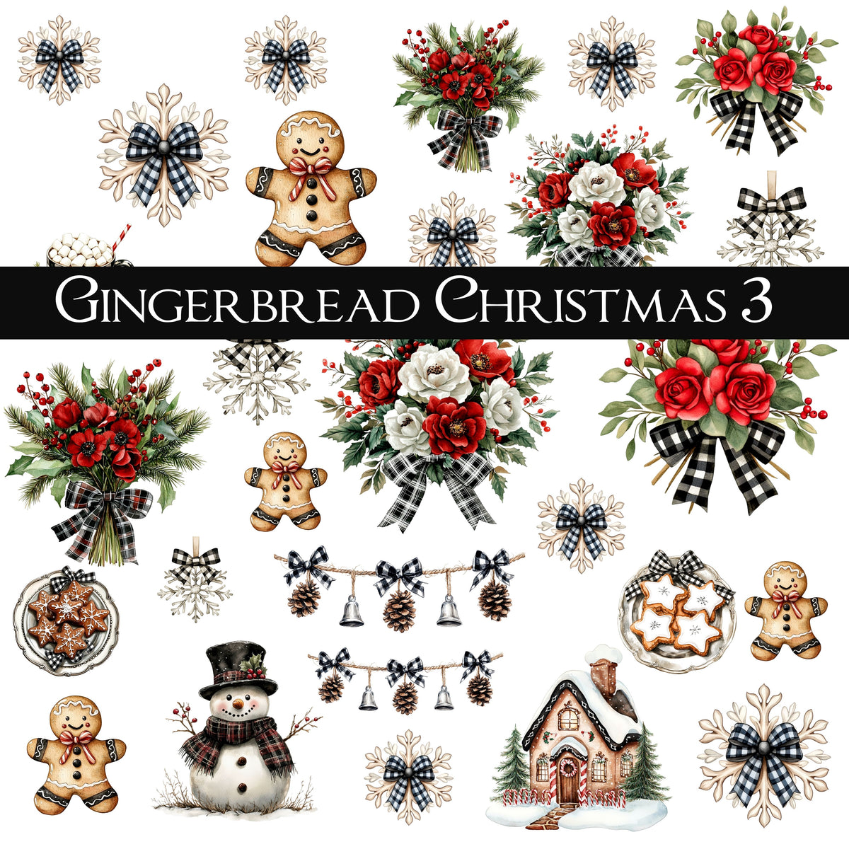 Gingerbread Christmas UV DTF Decal Sheets 4 design options