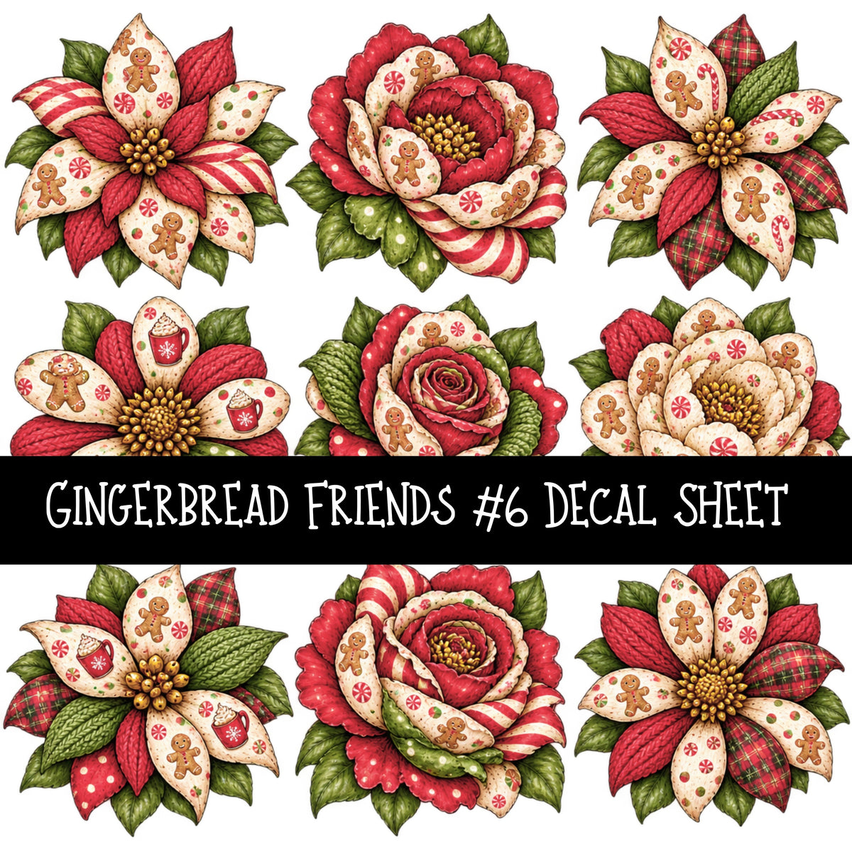 Gingerbread Friends UV DTF Decal sheets 10 Designs available