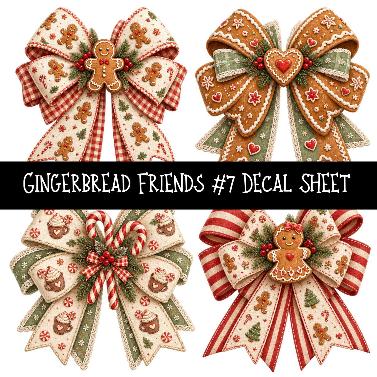 Gingerbread Friends UV DTF Decal sheets 10 Designs available