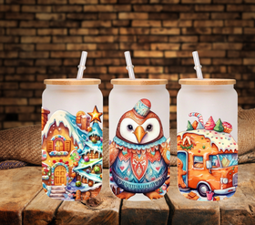 Gingerbread town 16oz UV DTF Libbey Wrap - 4 variants