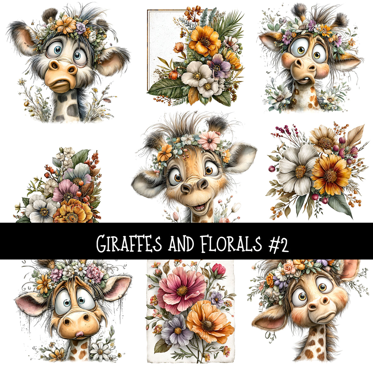 Giraffes and Florals UV Decal sheets 2 to choose from