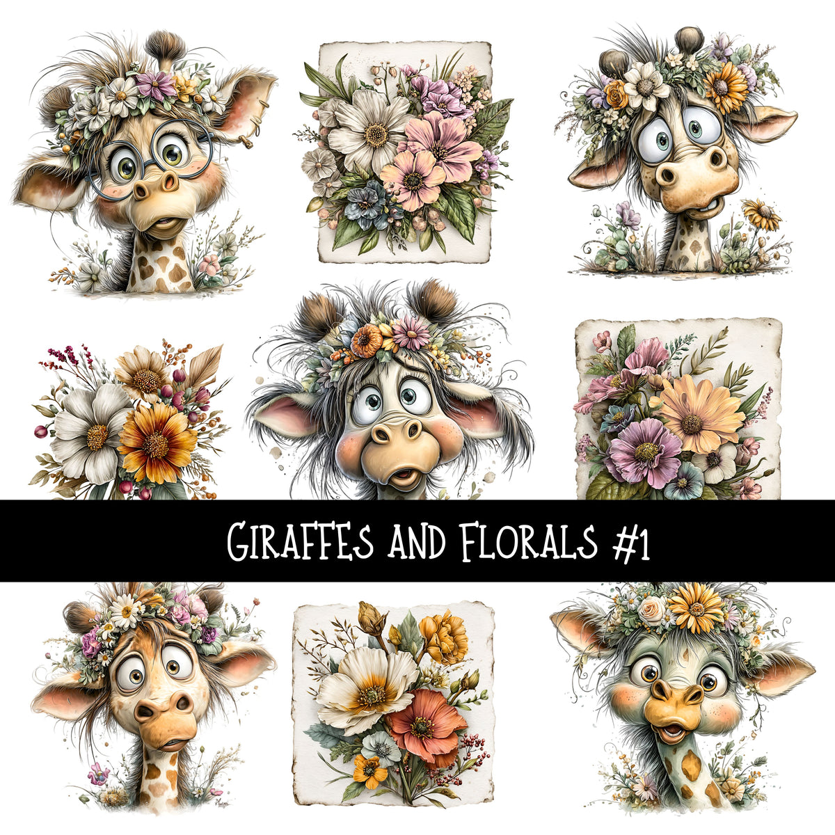 Giraffes and Florals UV Decal sheets 2 to choose from
