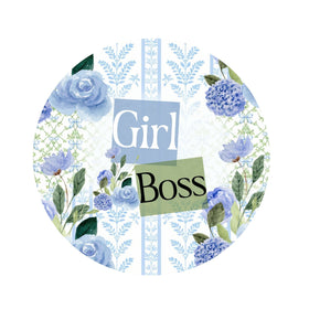 Girl Boss Blue Floral Tumbler Butt UV DTF Decals 5 Sizes