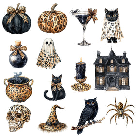 Golden Halloween Leopard UV DTF Decal Sheets- 5 Design Options