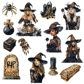 Golden Halloween Leopard UV DTF Decal Sheets- 5 Design Options