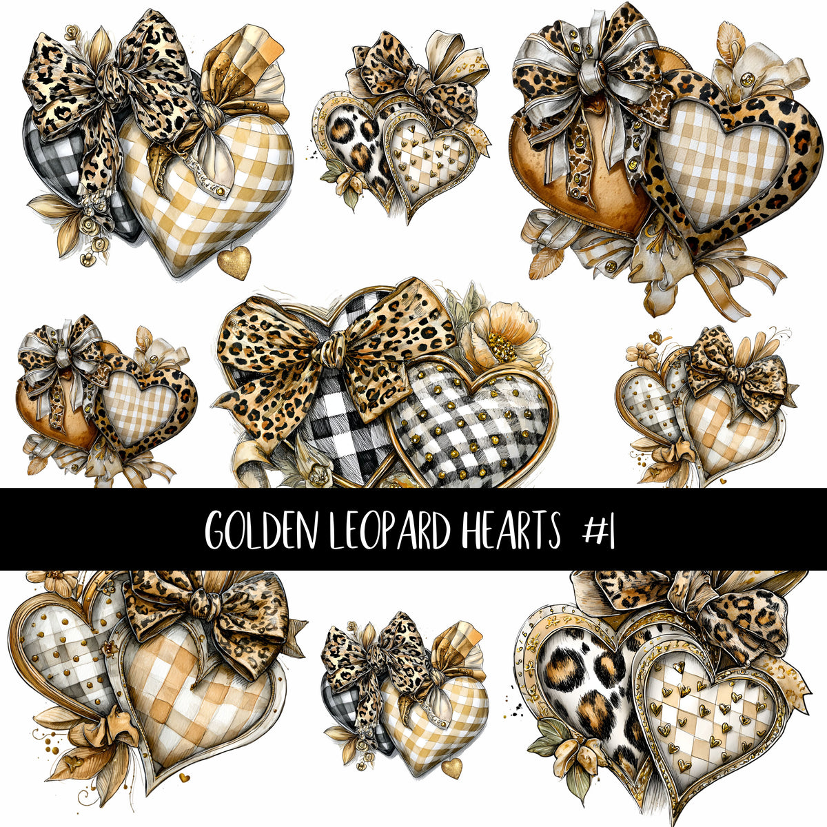Golden Leopard Hearts UV Decal sheets 3 to choose from
