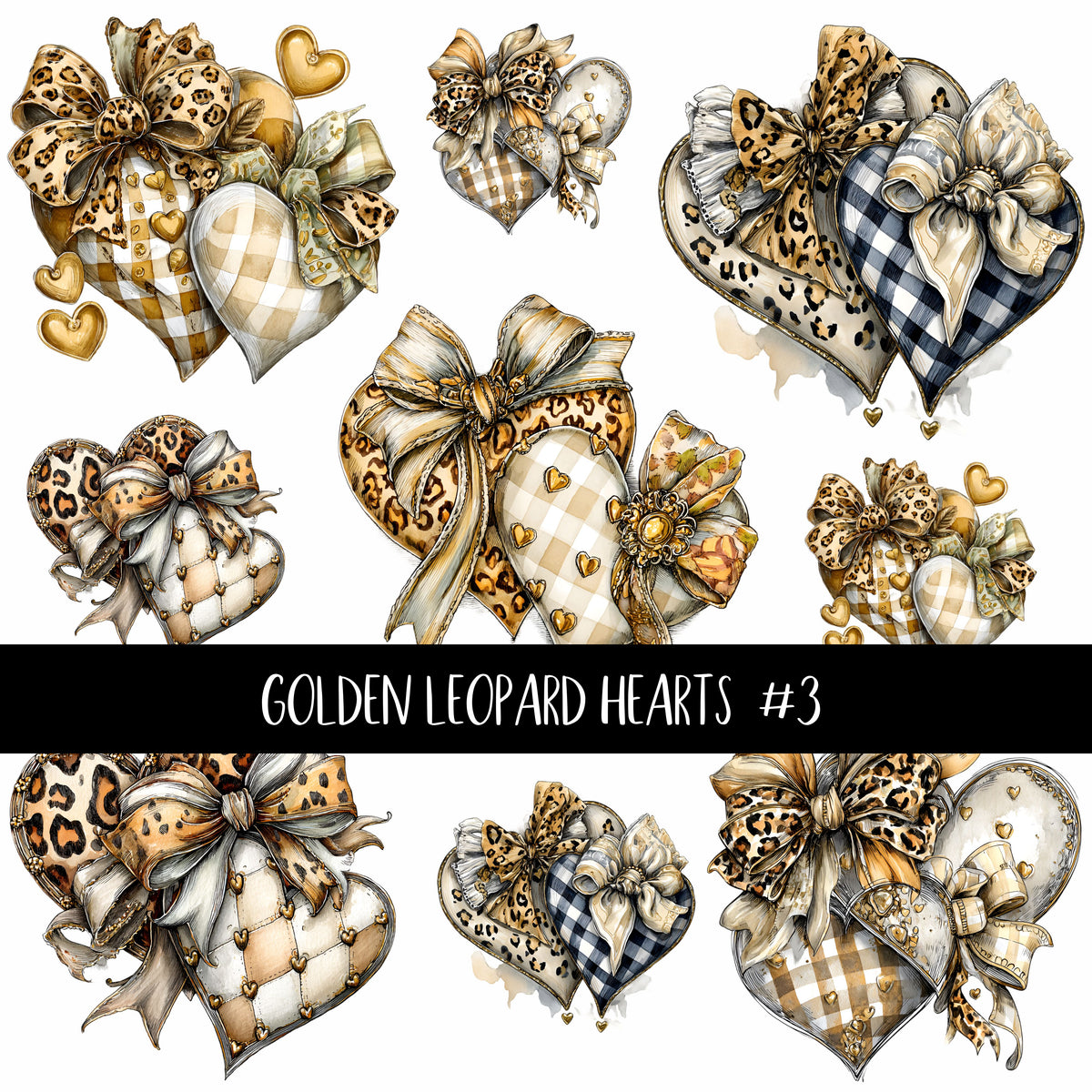Golden Leopard Hearts UV Decal sheets 3 to choose from
