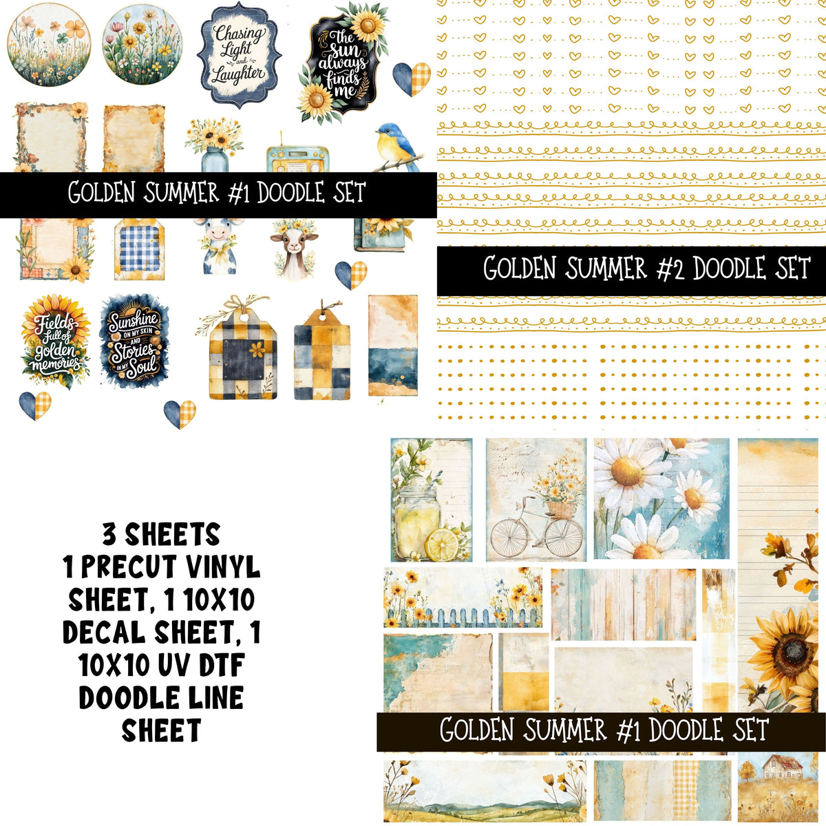 Golden Summer Doodle Patchwork Sets 2 styles available