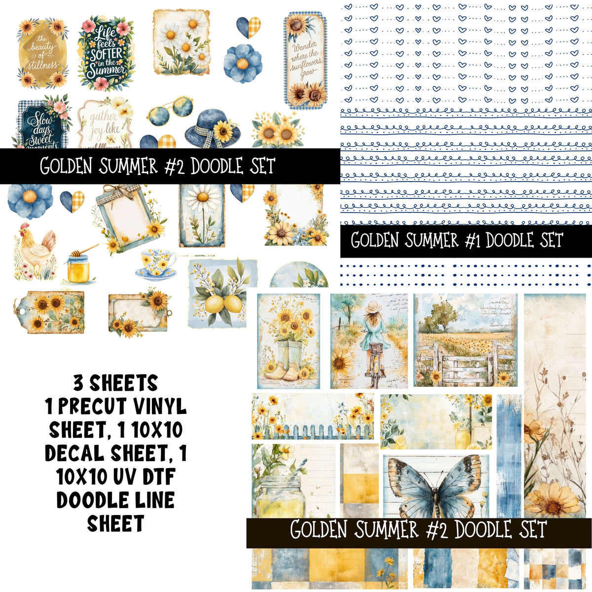 Golden Summer Doodle Patchwork Sets 2 styles available