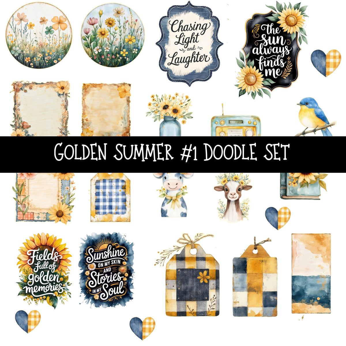 Golden Summer Doodle Patchwork Sets 2 styles available