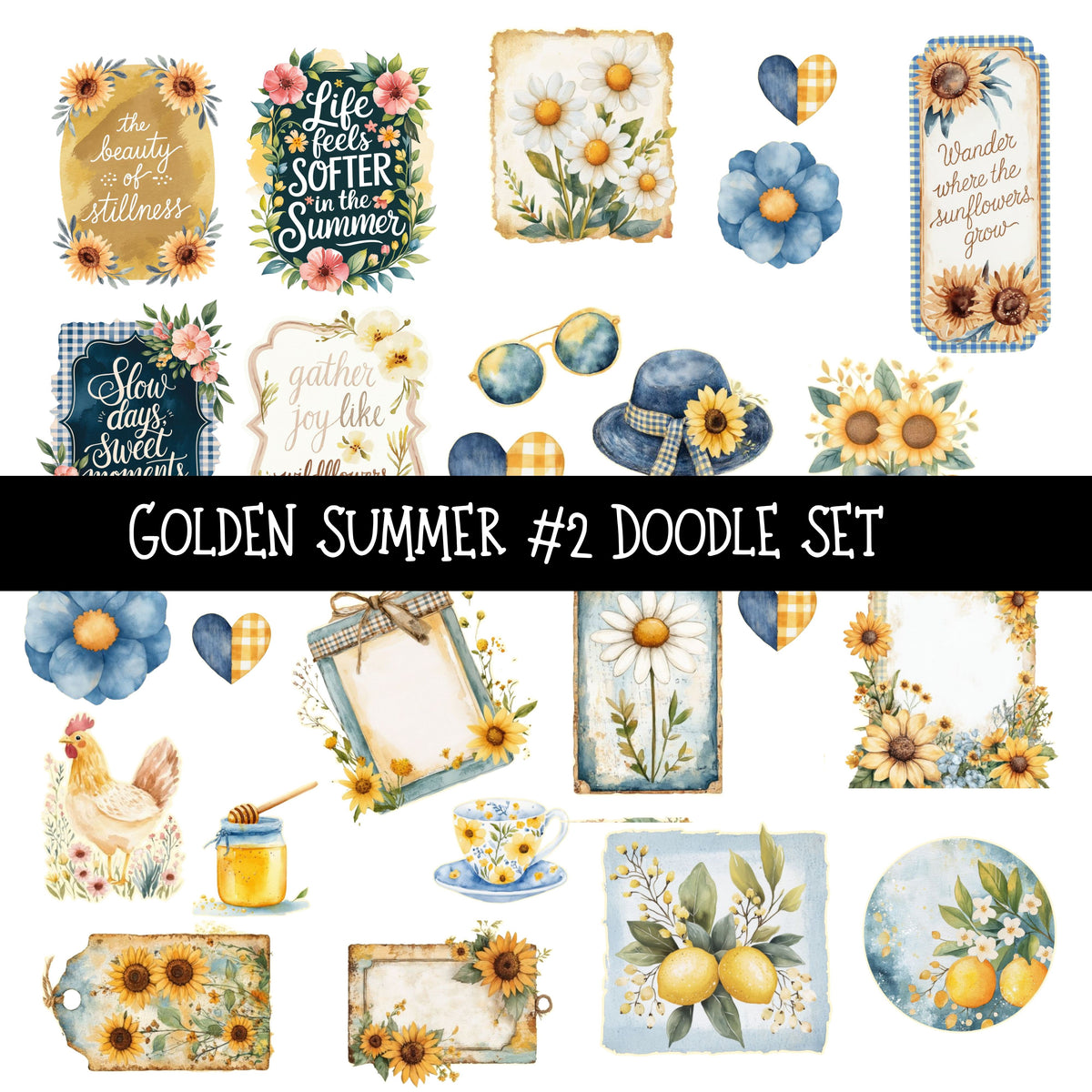 Golden Summer Doodle Patchwork Sets 2 styles available