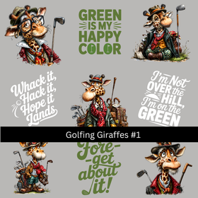 Golfing Giraffes UV DTF Decal sheets