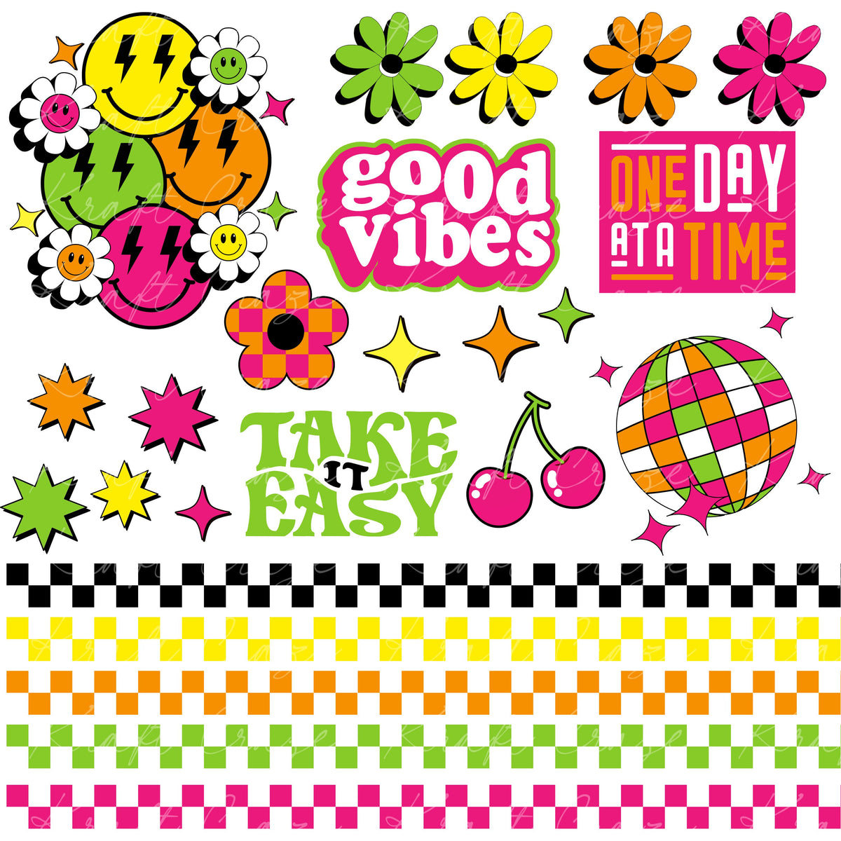 Good Vibes UV DTF Decal accent Sheet 10x10