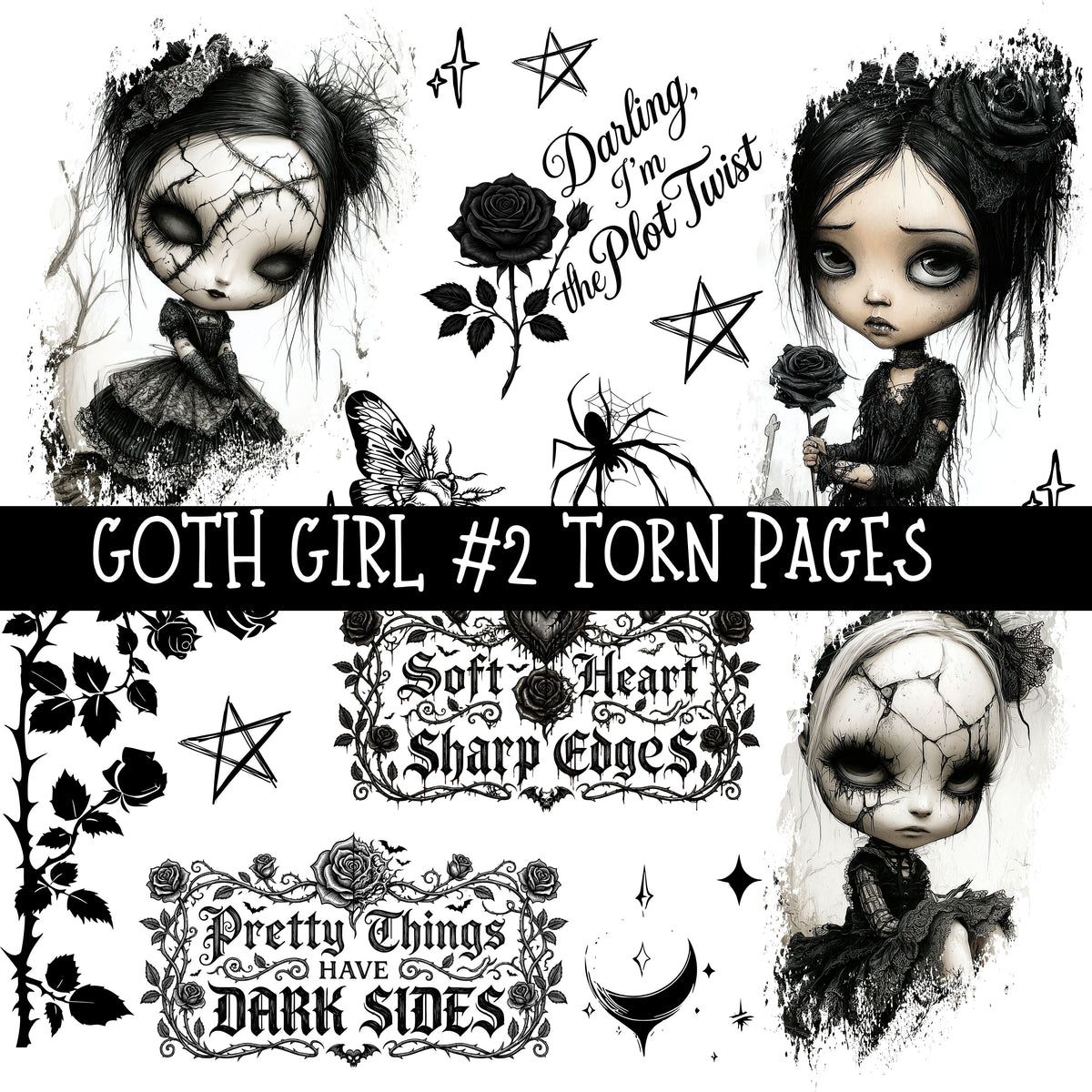 Goth Girl UV DTF Decal sheets 6 designs available
