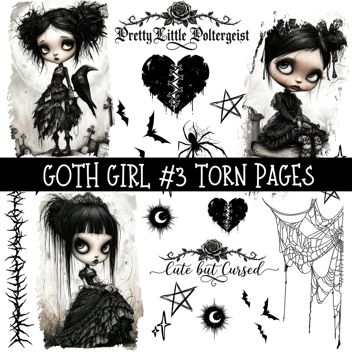 Goth Girl UV DTF Decal sheets 6 designs available