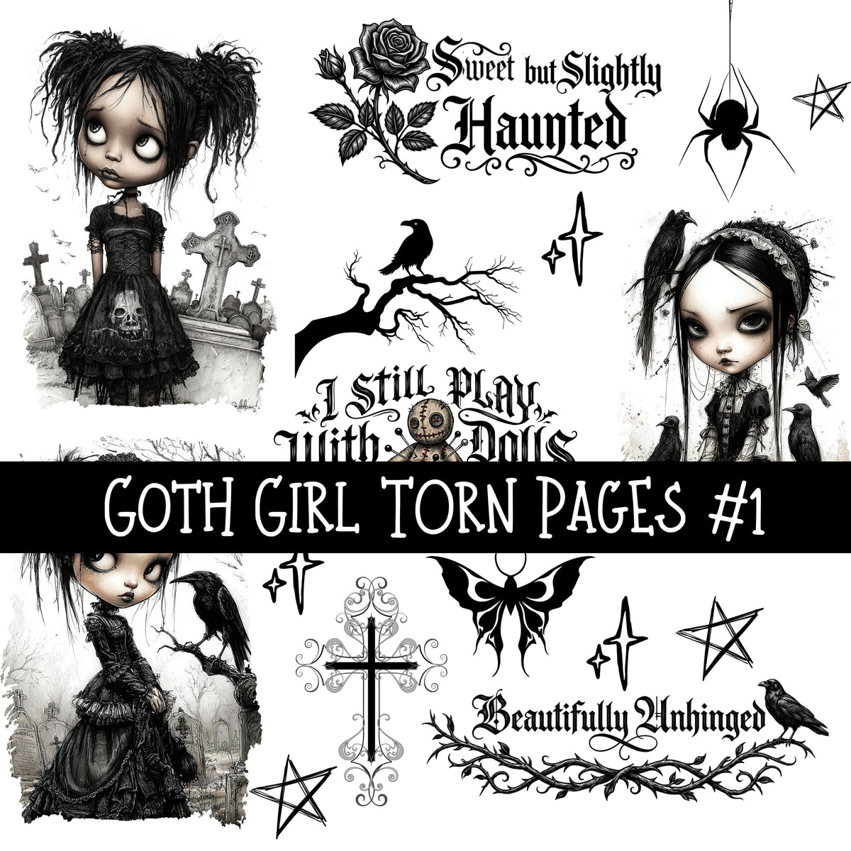 Goth Girl UV DTF Decal sheets 6 designs available