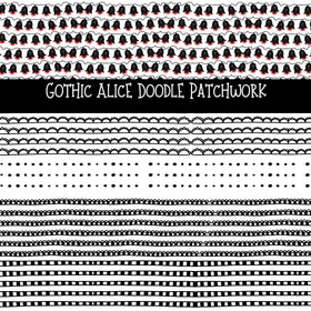 Gothic Alice UV DTF Doodle Patchwork Set
