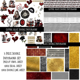 Gothic Alice UV DTF Doodle Patchwork Set