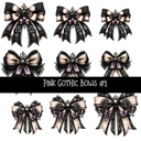 Pink Gothic Bows UV DTF Decal sheets
