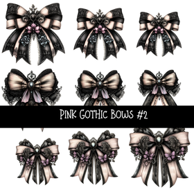 Pink Gothic Bows UV DTF Decal sheets
