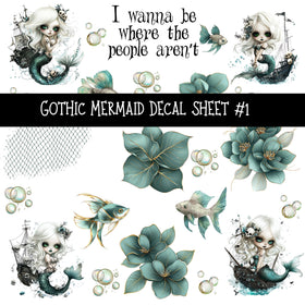 Gothic Mermaid UV DTF Decal sheet 2 sheet designs available