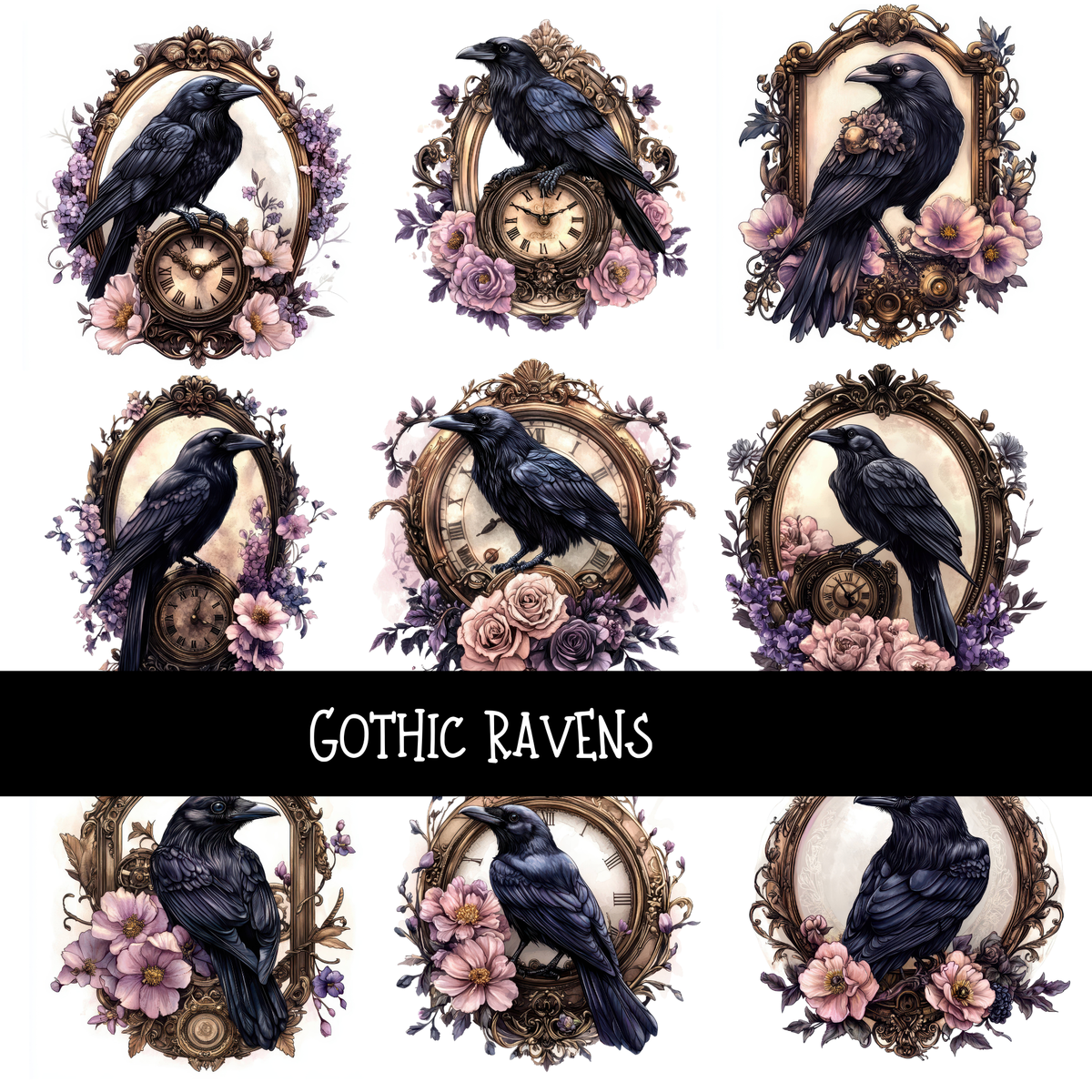 Gothic Ravens UV DTF Decal sheets