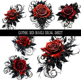 Gothic Red Roses UV DTF Decal sheets