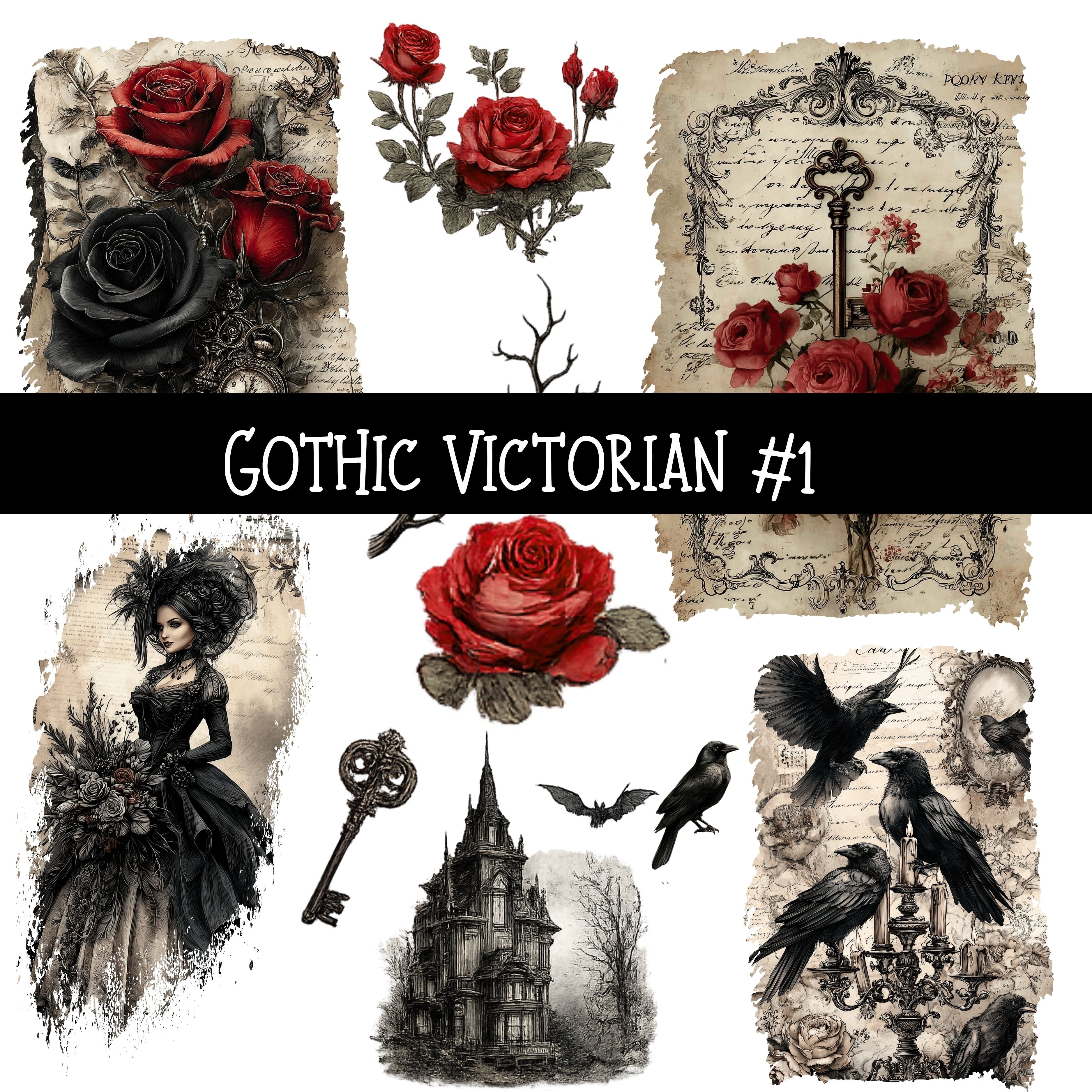 Gothic Rose torn Pages UV DTF Decal sheets 3 designs available – Kraft ...