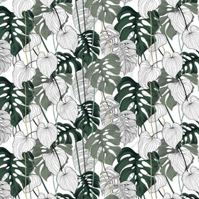 Green and White Floral
