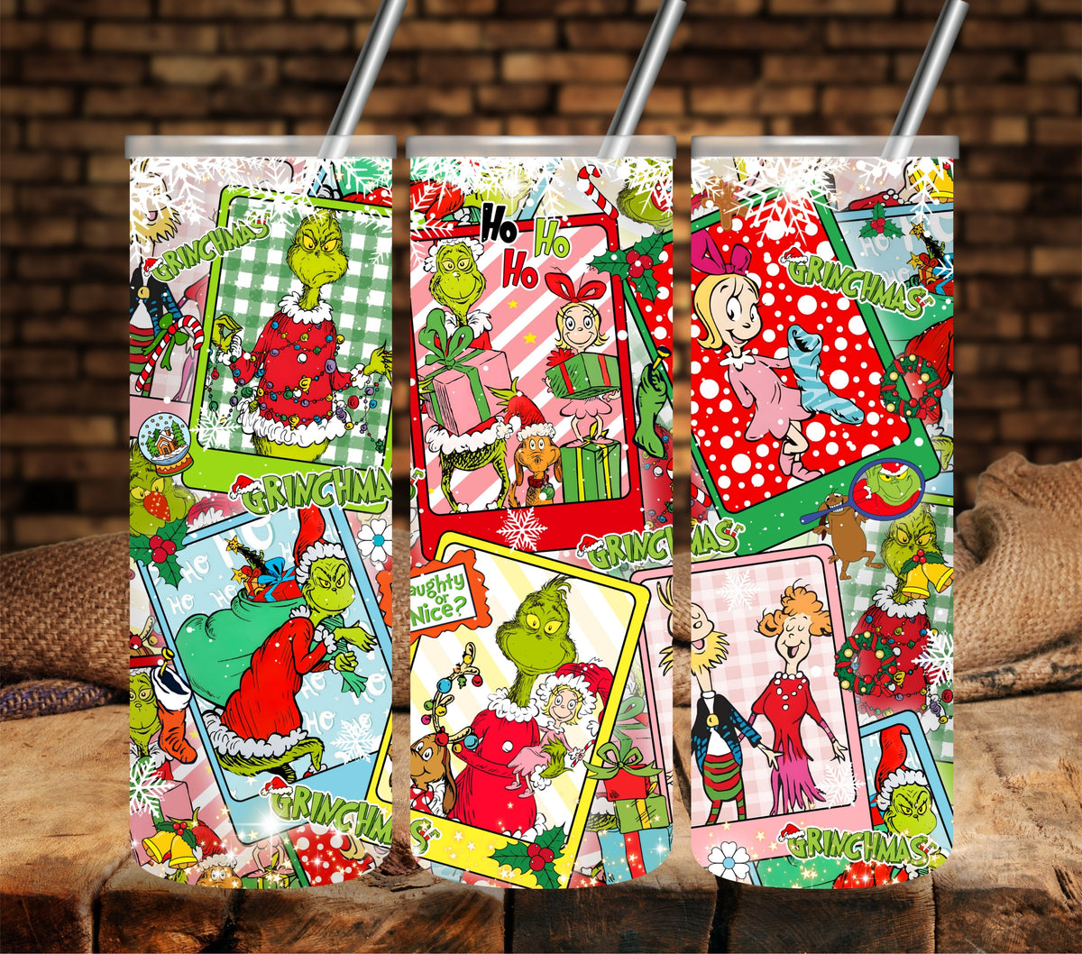 Grinch Collage vinyl tumbler wraps