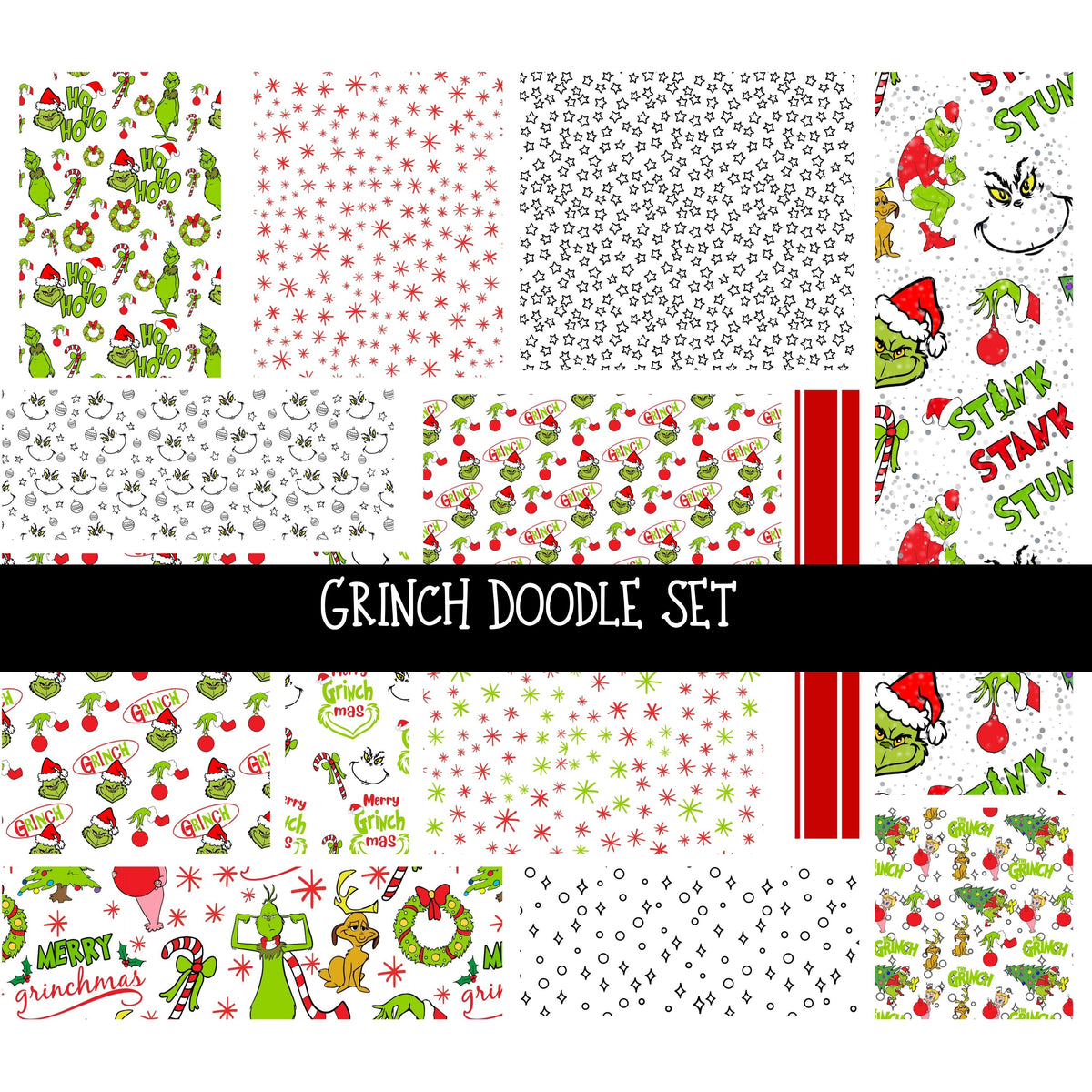 Grinch Doodle Patchwork Set
