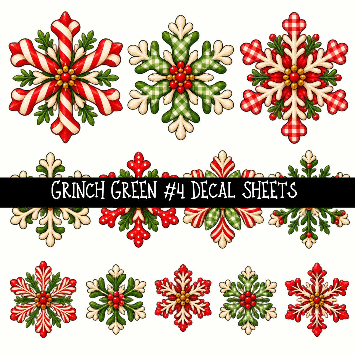 Grinch Green Torn Pages UV DTF Decal sheets 5 Designs available