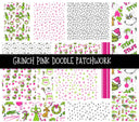Grinch Pink Doodle Patchwork Set
