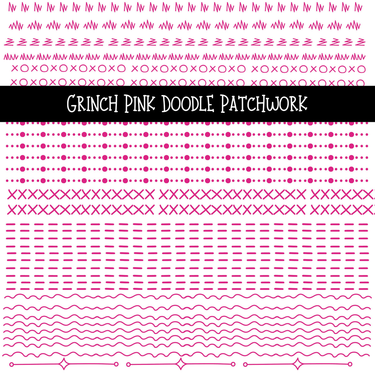 Grinch Pink Doodle Patchwork Set