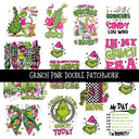 Grinch Pink Doodle Patchwork Set