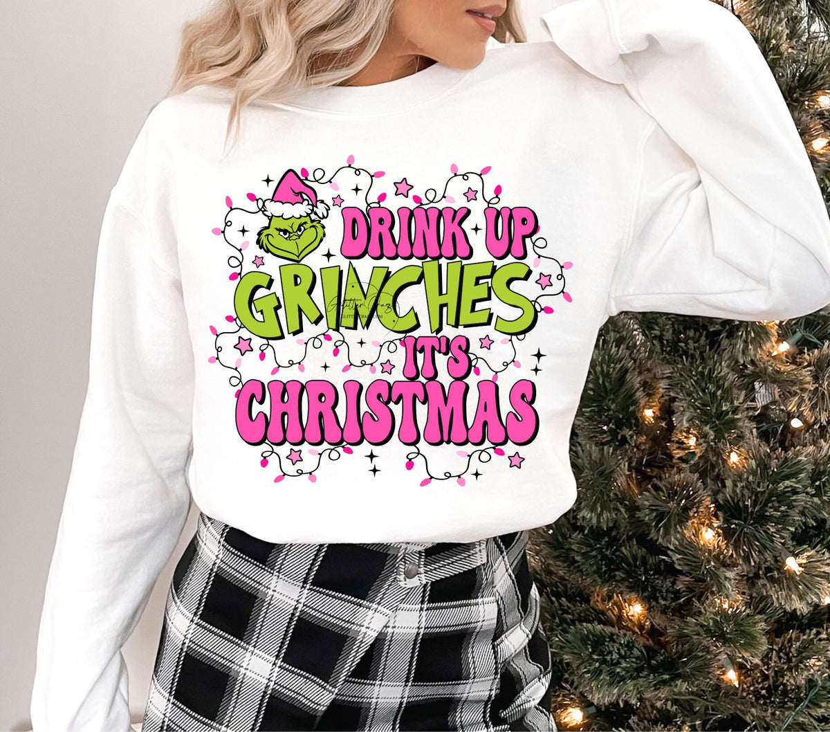 Drink up Grinches Pink DTF Transfers