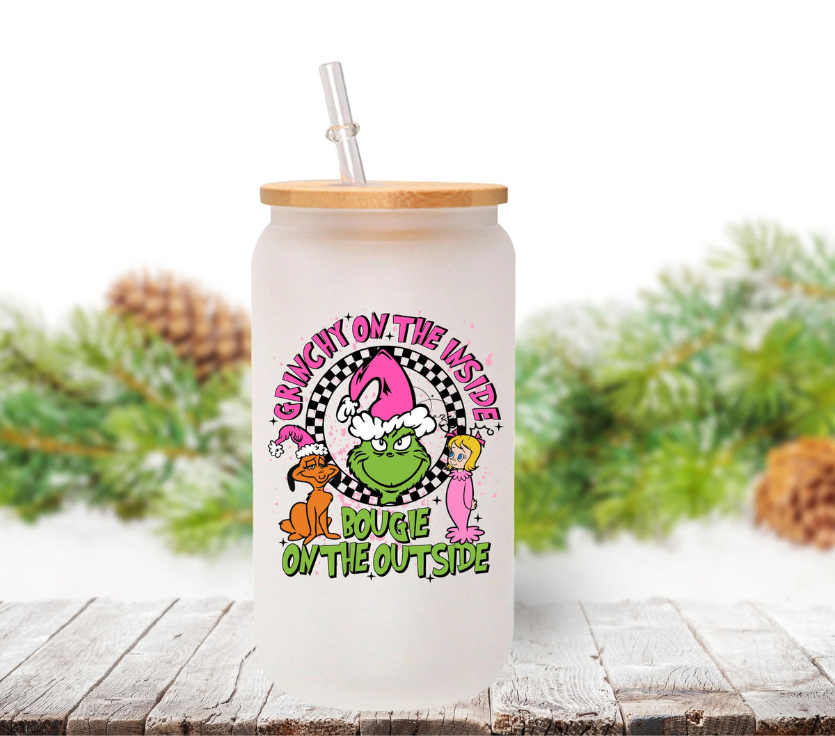 Grinchy on the inside Pink UV DTF Decals