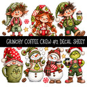 Grinchy Coffee Crew UV DTF Decal sheets 13 Designs available