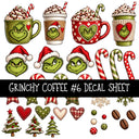Grinchy Coffee UV DTF Decal sheets 12 Designs available