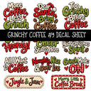 Grinchy Coffee UV DTF Decal sheets 12 Designs available